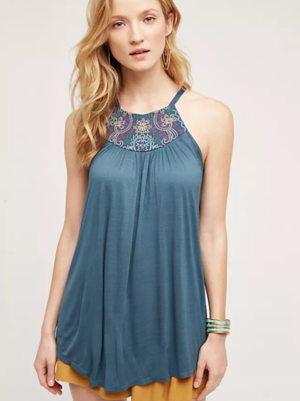 Anthropologie One September Taren Embroidered Tank